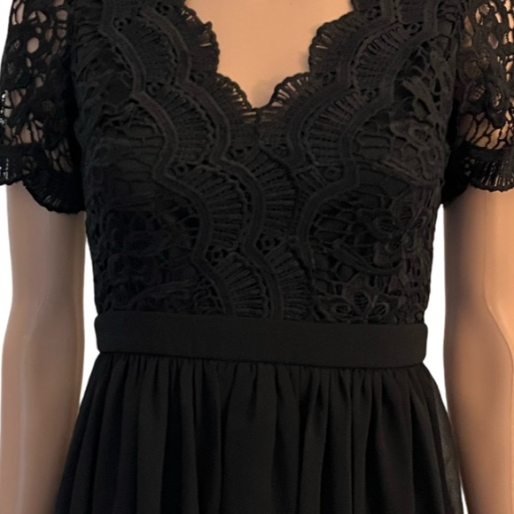 Black fit and flare dress with lace bodice by Lulus. - Picture 6 of 6